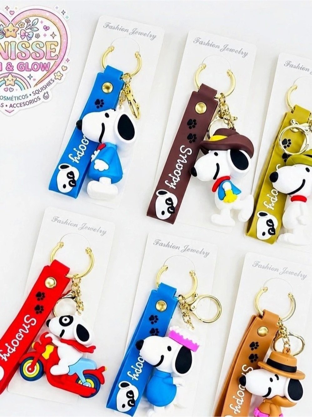 Peanuts Snoopy Silicone 3D Charm Keychain Set Multicolor & Blue